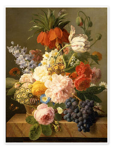 Plakat Still Life with Flowers and Fruit