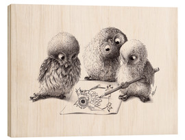 Print på træ  Four Owls - Stefan Kahlhammer