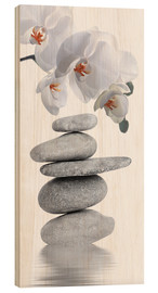 Print på træ  Wellness, Orchid and Stones - Atteloi