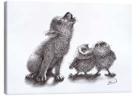 Lærredsbillede  Howling Wolf Meets Howling Owls - Stefan Kahlhammer