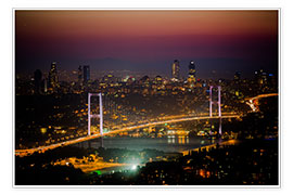 Plakat  Bosporus-Bridge at night - pink (Istanbul / Turkey) - gn fotografie
