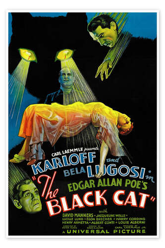 Plakat THE BLACK CAT, Boris Karloff, Harry Cording, Jacqueline Wells [Julie Bishop], Bela Lugosi, 1934