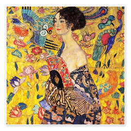 Plakat  Dame med vifte - Gustav Klimt