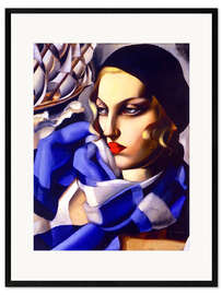 Kunsttryk i ramme  The blue scarf - Tamara de Lempicka