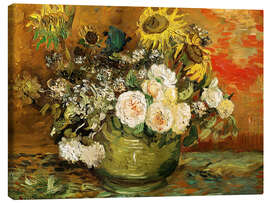 Lærredsbillede  Roses and sunflowers - Vincent van Gogh