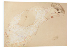Print på skumplade  Reclining Nude Lying on Her Stomach and Facing Right - Gustav Klimt