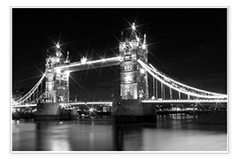 Plakat  Tower Bridge by Night sw - Melanie Viola