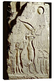 Lærredsbillede  Pharaoh Akhenaten pays homage to the sun god Aten