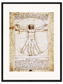 Kunsttryk i ramme  Homo Vitruvianus - Leonardo da Vinci