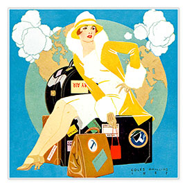 Plakat  traveling Lady - Life magazine 1927 - Clarence Coles Phillips