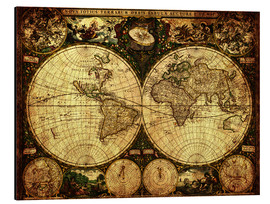 Print på aluminium  Verdenskort 1660 - Michaels Antike Weltkarten