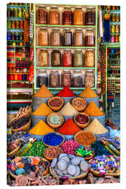 Lærredsbillede  Krydderier på en basar i Marrakech - HADYPHOTO