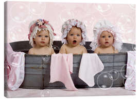 Lærredsbillede  Toddlers in flowery bonnets - Eva Freyss