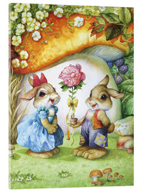 Akrylbillede  Rabbits and rose - Petar Meseldzija