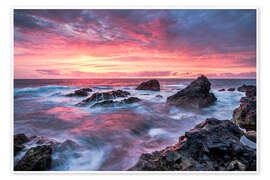 Plakat  Sunset in Lanzarote at Los Hervideros - Andreas Wonisch