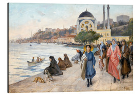 Print på aluminium  Mafalda am Ufer des Bosporus, die Dolmabahçe Moschee im Hintergrund. - Fausto Zonaro