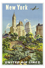 Plakat  New York United Airlines - Vintage Travel Collection