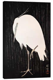 Lærredsbillede  White heron standing in the rain - Ohara Koson