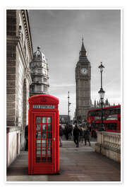 Plakat  Telefonboks og Big Ben i London - Filtergrafia