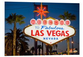 Print på skumplade  Las Vegas Sign at night