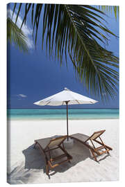 Lærredsbillede  Lounge chairs on tropical beach - Sakis Papadopoulos