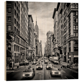 Print på træ  NYC 5th Avenue Traffic Monochrome - Melanie Viola