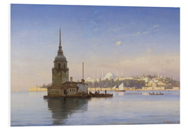 Print på skumplade  Leander-tårnet med Istanbul i baggrunden - Carl Neumann