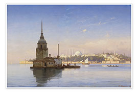 Plakat  Leander-tårnet med Istanbul i baggrunden - Carl Neumann