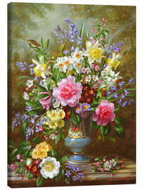 Lærredsbillede  Bluebells, daffodils, primroses and peonies - Albert Williams