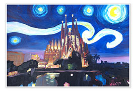 Plakat  Starry Night in Barcelona - M. Bleichner