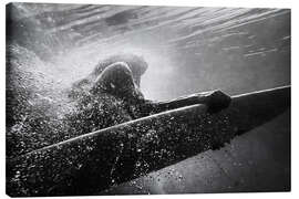 Lærredsbillede  Woman on surfboard underwater - Ben Welsh
