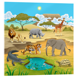 Akrylbillede  African animals in a savannah - Kidz Collection