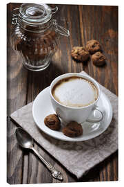 Lærredsbillede  Kop kaffe med småkager