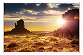 Plakat  Solnedgang ved Monument Valley, USA