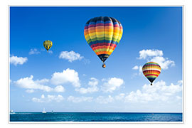Plakat  Colorful hot air balloons on the blue sea