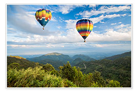 Plakat  Hot air balloon over the mountains