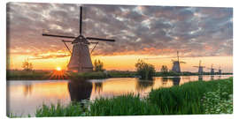 Lærredsbillede  Kinderdjik Sunrise Windmills Holland - Dennis Stracke