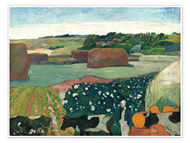 Plakat  Haystacks in Brittany - Paul Gauguin