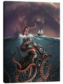 Lærredsbillede  A fantastical depiction of the legendary Kraken. - Jerry LoFaro