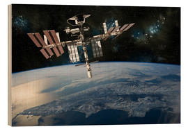 Print på træ  Space Shuttle at International Space Station - Marc Ward