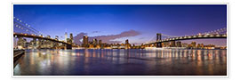 Plakat New York City skyline panorama at night, USA