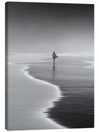 Lærredsbillede  Ensom surfer på stranden - Alex Saberi