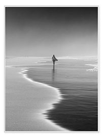 Plakat  Ensom surfer på stranden - Alex Saberi