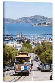 Lærredsbillede  Tram with Alcatraz island in the background, San Francisco, USA - Matteo Colombo