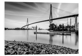 Print på skumplade  Hamburg | Köhlbrand bridge (black &amp; white) - Kristian Goretzki