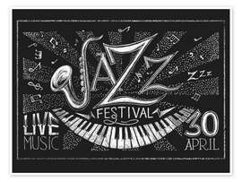 Plakat  Jazz Festival on blackboard