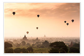 Plakat Hot air balloons over the temples of Bagan