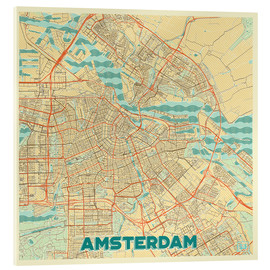 Akrylbillede  Amsterdam Map Retro - Hubert Roguski
