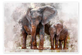 Plakat  Elefanter - Peter Roder