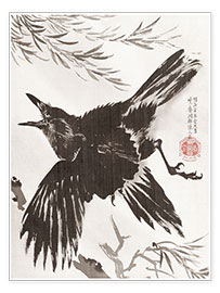 Plakat  Crow and Willow Tree - Kawanabe Kyosai
